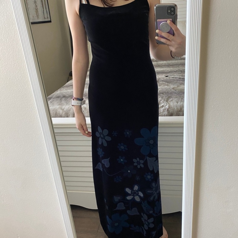 vintage Noc love black velvet Maxi Dress